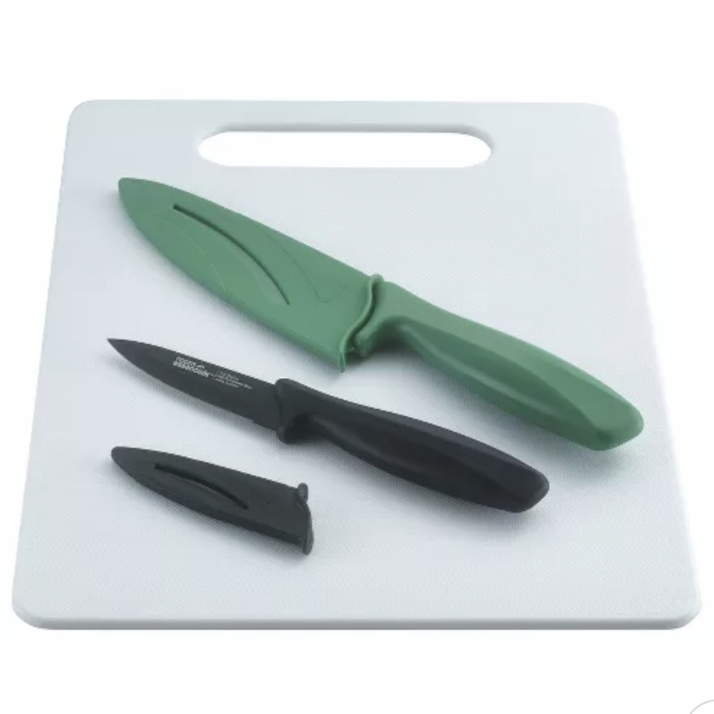 10"x14" Poly Cutting Board and 2pc Knife Set - Roo